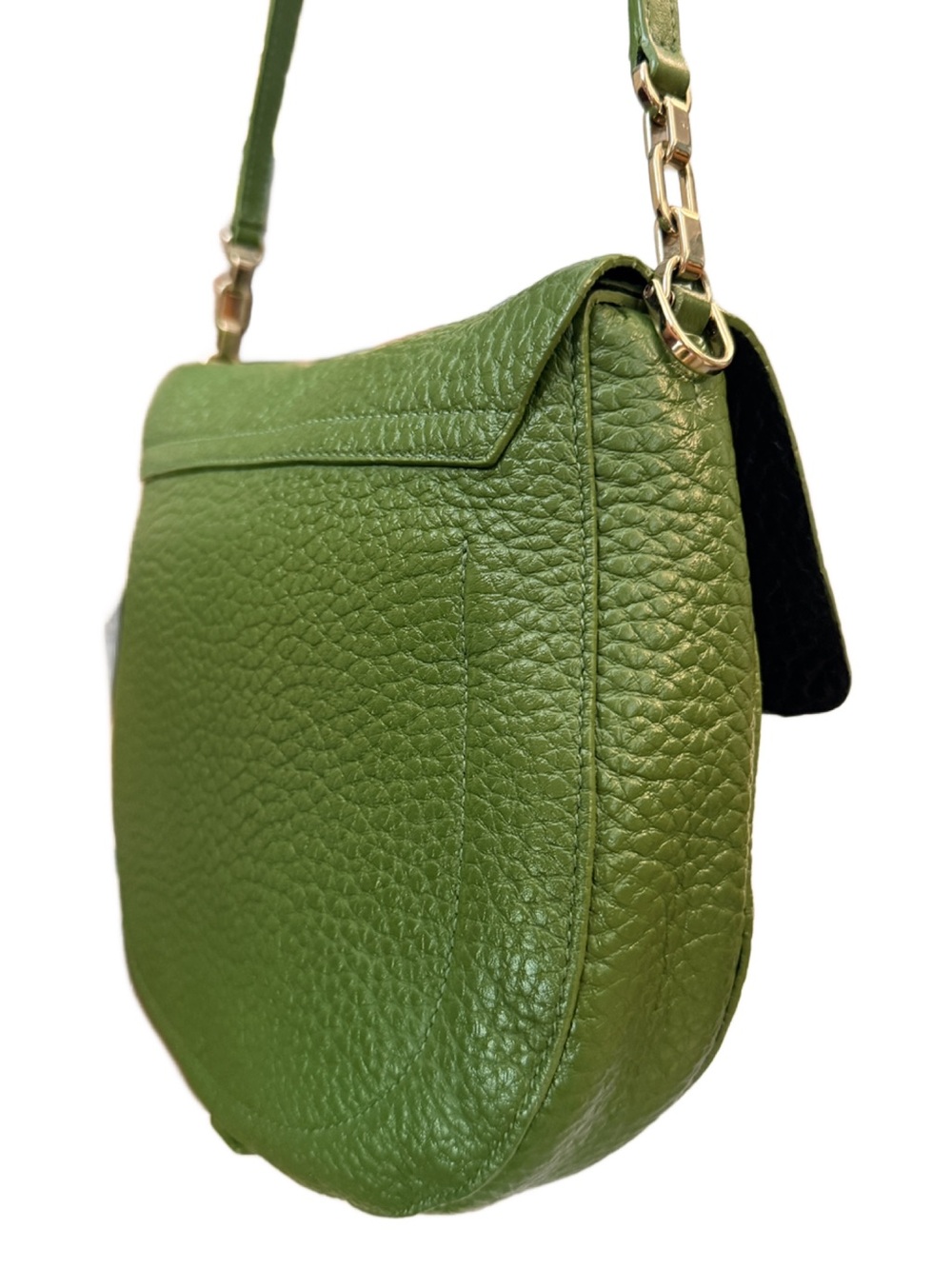 Furla Green Pebbled Leather Club Shoulder Bag with Gold Hardware - Picture 5 of 13